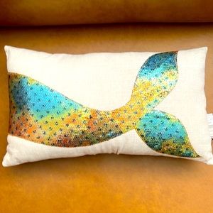 Mermaid Tail Accent Pillow with Sequins